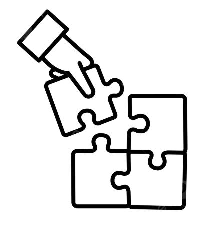 drawing of a a hand putting together a puzzle piece